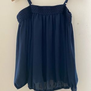 By and By Navy Blue Off Shoulder Top